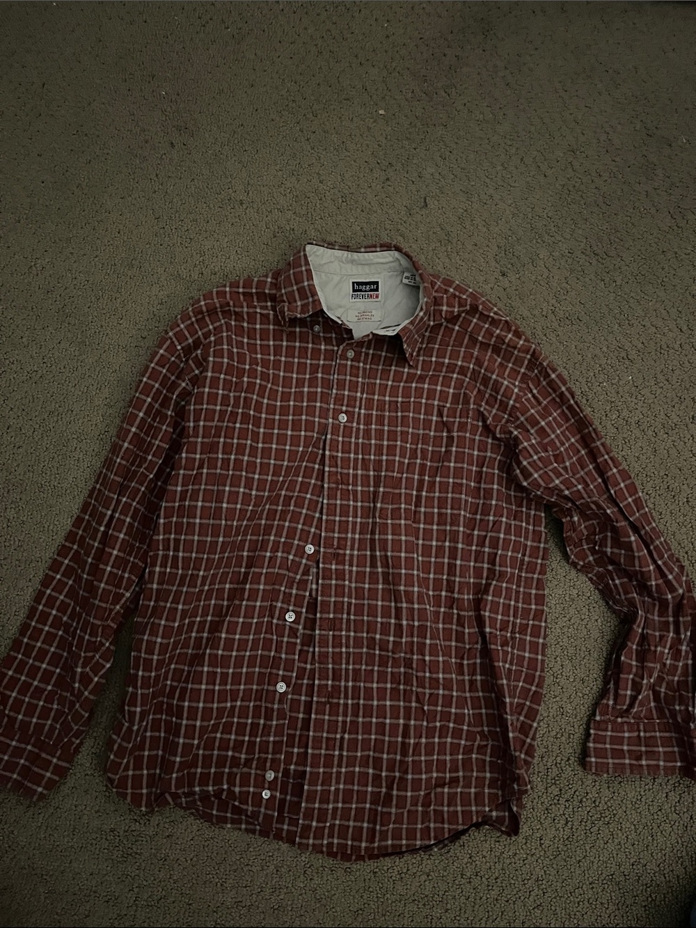 Bugatti Men's Maroon Plaid Button-Down Shirt